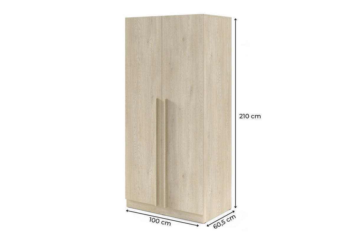 DREHTÜRENSCHRANK BRISSO BR3 100/210/60,5 cm in Eiche Ceremona - Eichefarben, Holzwerkstoff (100/210/61cm) - Deine Möbel 24