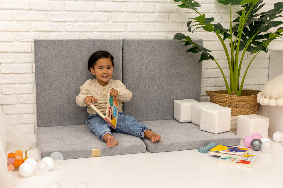 SPIELMATTE für Kinder, Quadratt, Samt, Hellgrau - Grau, Textil (120/120cm) - MeowBaby