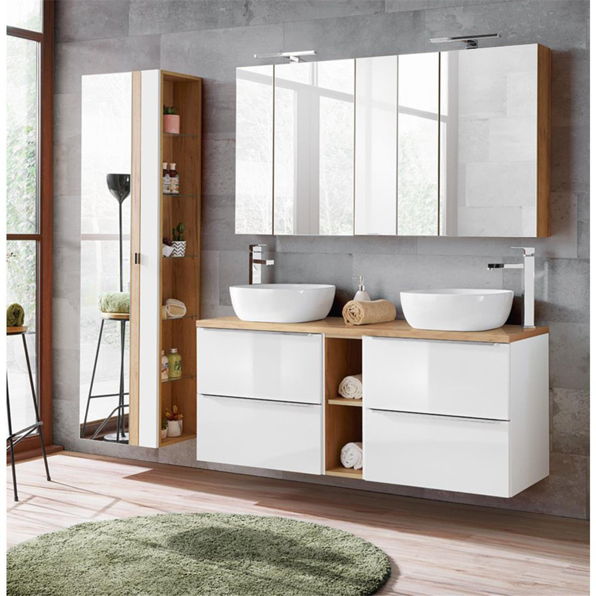 BADMÖBEL-SET 3-TLG. Toskana-56 - Braun, Holzwerkstoff (205/190/46cm) - Lomado