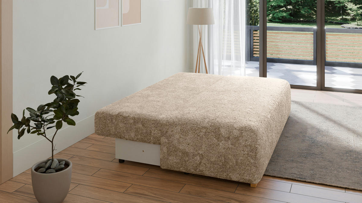 SCHLAFSOFA - Polstersofa aus Bouclé - Beige (Arena 2 + Arena 12 Kissen) - Beige/Grün, Holzwerkstoff (200/90/100cm) - Möblo