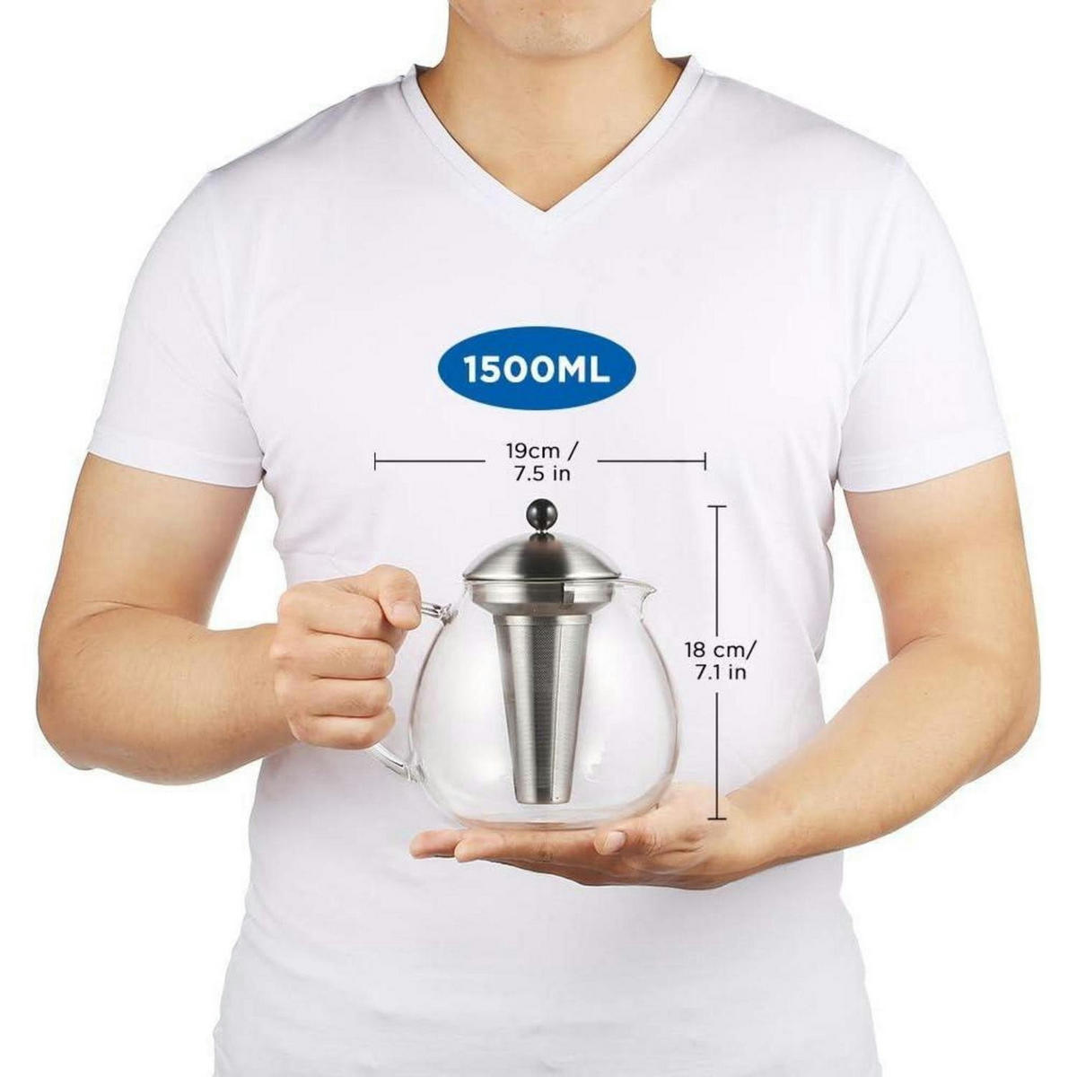TEEKANNE 1500 ml Borosilikatglas mit Edelstahl-Teesieb - Transparent, Glas (19/19cm)