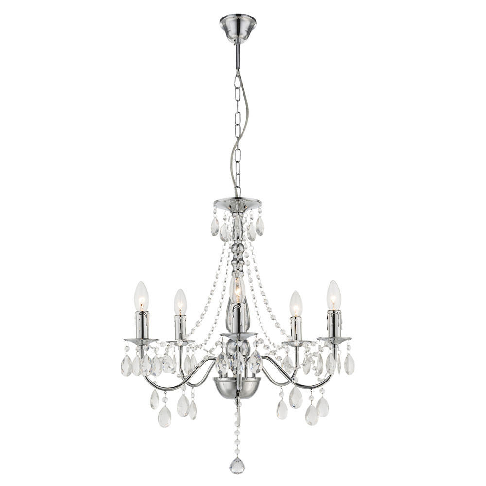 KRONLEUCHTER WILLIAM Silber Kristalloptik - Silberfarben, Metall (51/51/143cm) - Globo Lighting