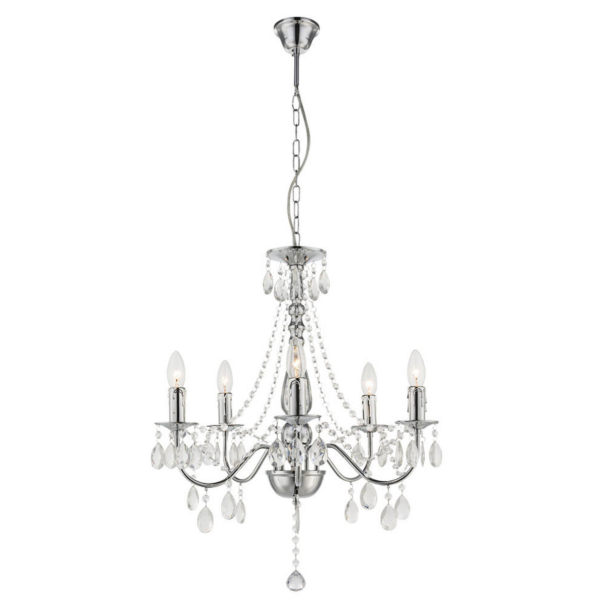 KRONLEUCHTER WILLIAM Silber Kristalloptik - Silberfarben, Metall (51/51/143cm) - Globo Lighting
