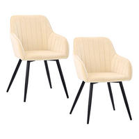 STOL Beige matstol 2-pack sammet metall - Beige, Trä/Textil (56/81/61cm) - Relaxdays
