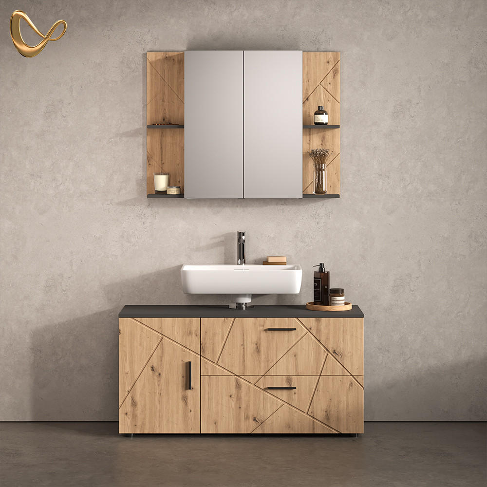 Livinity® KOUPELNOVÝ NÁBYTEK Ronco, Antracit/Řemeslný dub, 2dílná