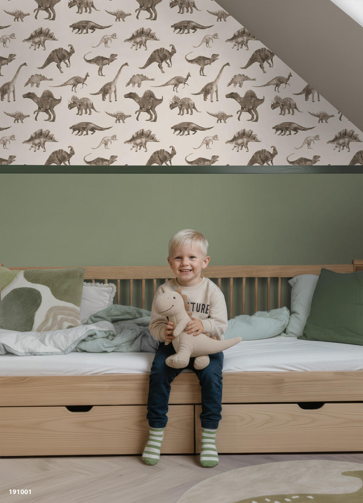 TAPETE Dinosaurier 50 x 900 cm - Beige, Papier (50/0.1cm) - ESTAhome