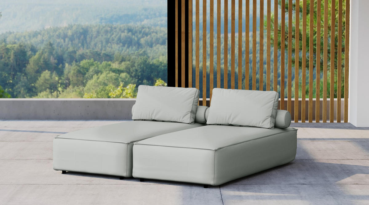 GARTENCHAISELONGUE Doppelter MALIBU Hellgrau - Hellgrau, Holz (180/73/194cm) - Kaiser Möbel