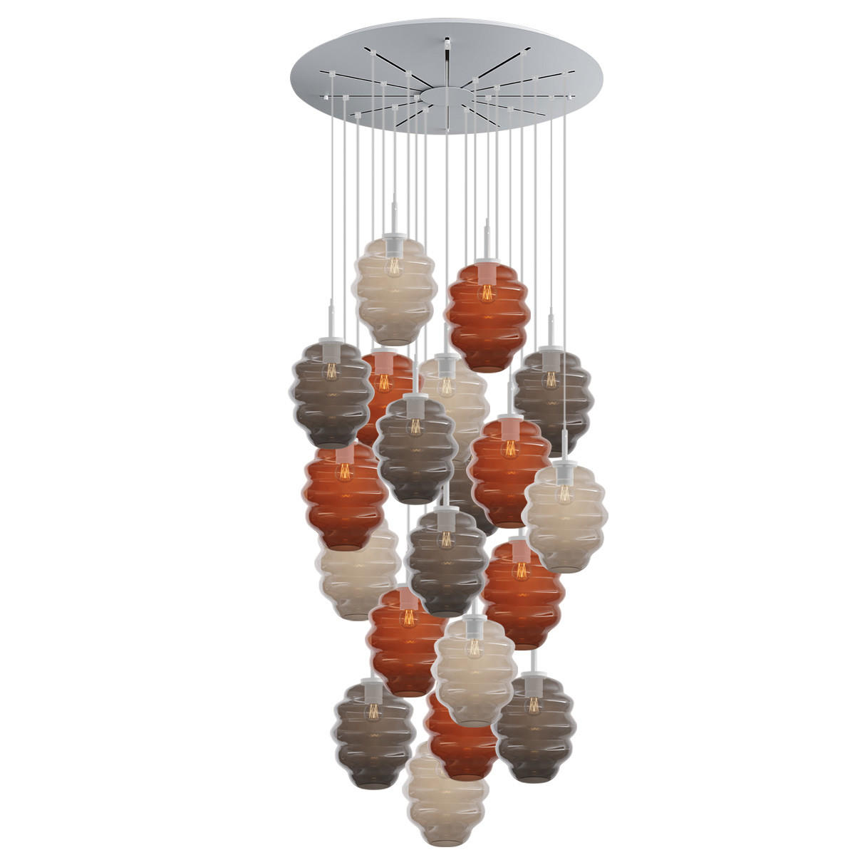 GALERIELEUCHTE Echos 20-flammig Mehrfarbig Ø 25cm - Multicolor/Schwarz, Glas (25/25/28cm) - s.luce