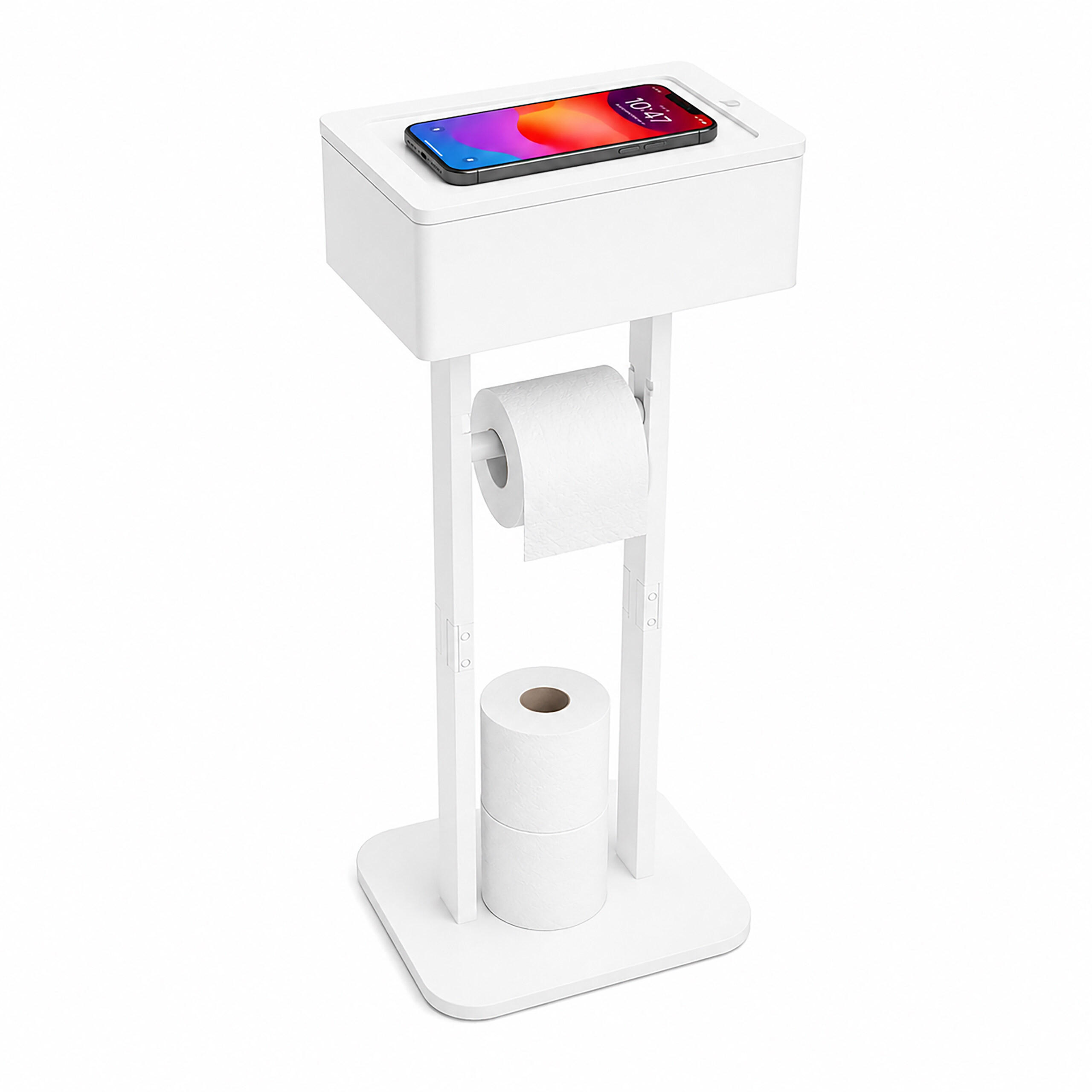 STOJAN Bílý na toaletní papír bambus - bílá, kompozitní dřevo (25/64.5/20cm) - Relaxdays