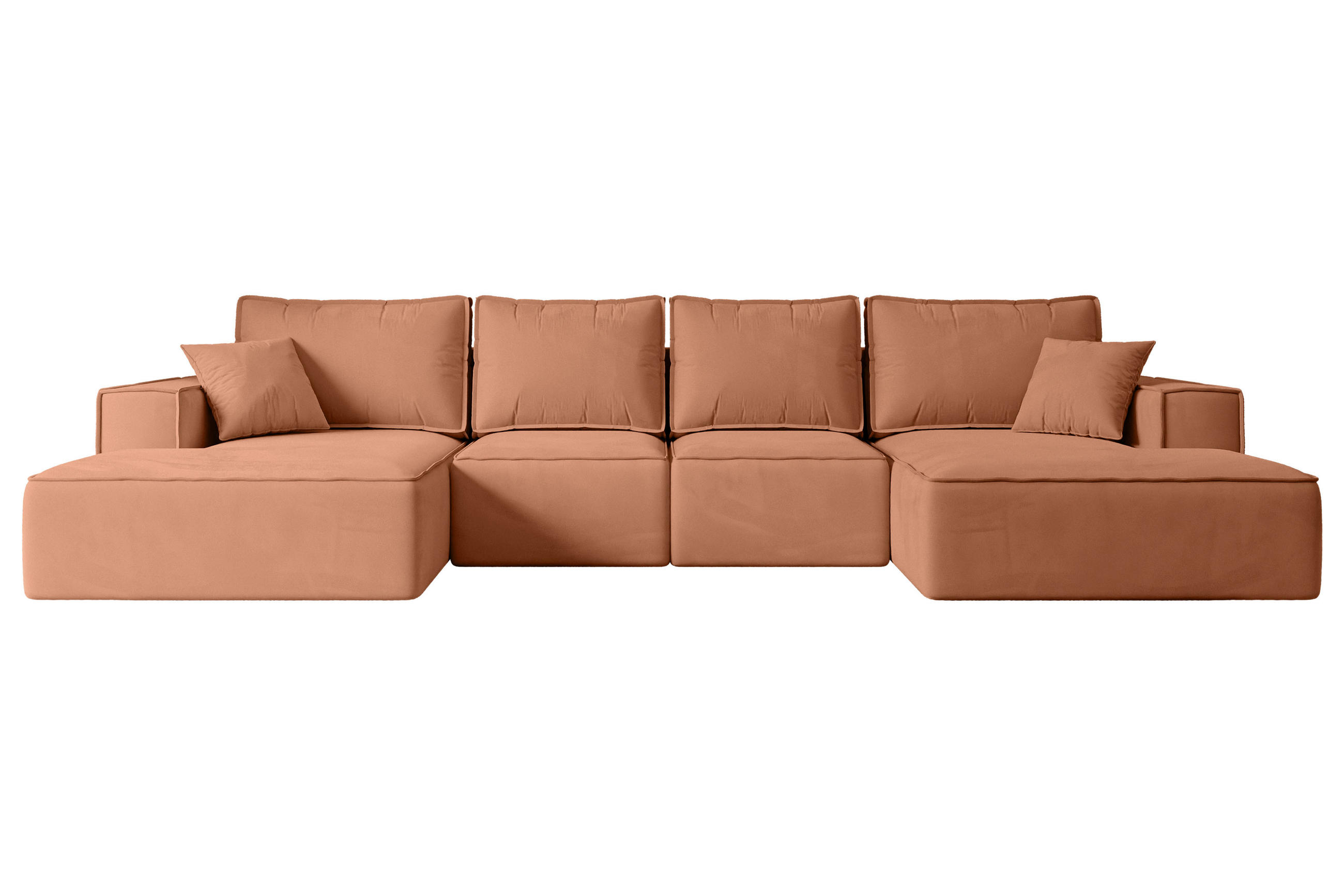 ALTDECOR SEDACÍ SOUPRAVA s funkcí lůžka a úložným prostorem pod postelí SIERRA-U-S – 349 x 161 x 87 cm, meruňkový velur