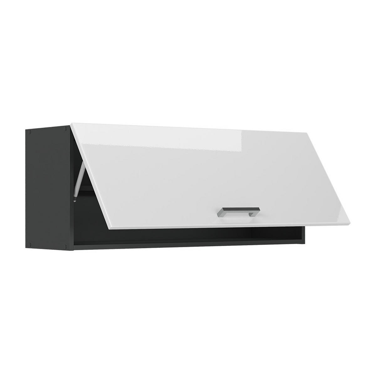 HÄNGESCHRANK R-Line, Weiß Hochglanz/Anthrazit, 100 cm Flach - Weiß Hochglanz/Anthrazit, Holzwerkstoff (100/40/31cm) - Vicco