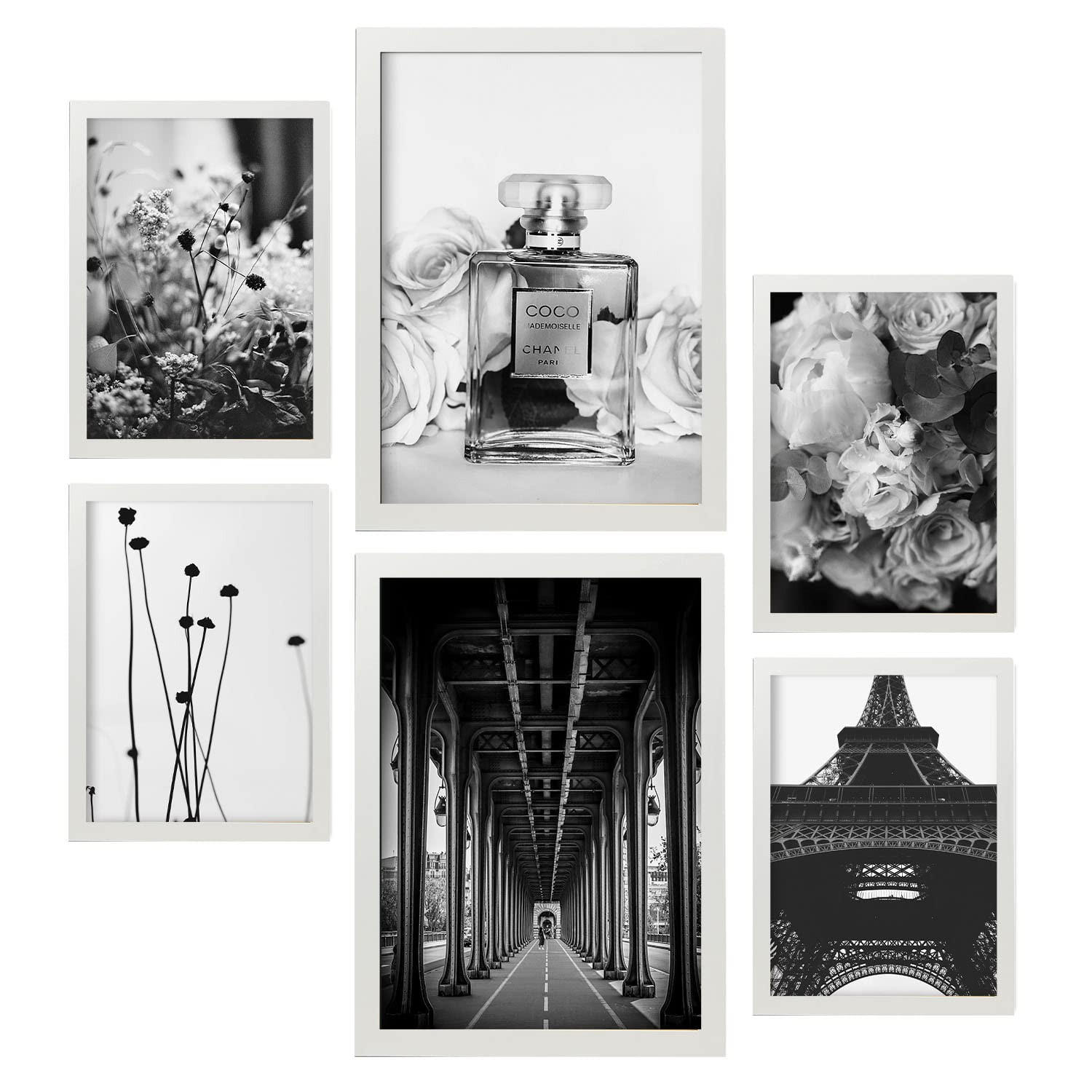 POSTER Set Mit 6 Paris Wandbild A3 & A4 Weißer Rahmen - Weiß, Papier (29/3cm) - Nacnic