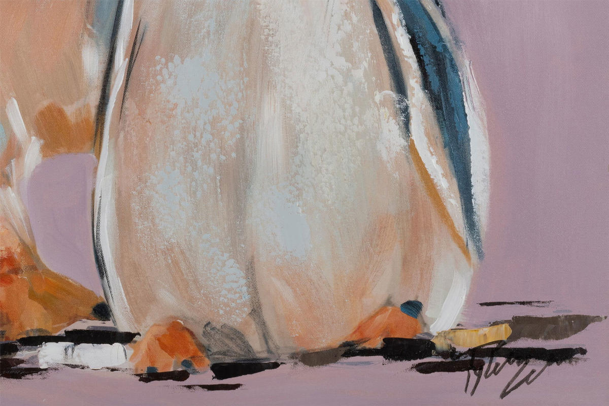 ACRYLBILD HANDGEMALT 60/90 cm - Blau/Pink, Holz/Textil (1.3/90cm) - KUNSTLOFT