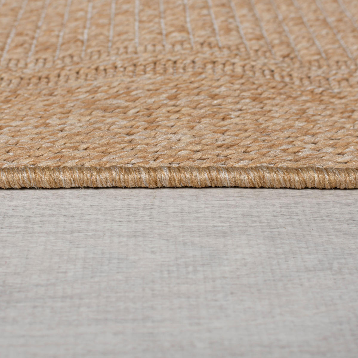 TEPPICH Outdoor Unifarben, Bordüre, Balkon schmutzabweisend Natur Rechteckig 80x150 - Beige, Textil (80/150cm) - KADIMA DESIGN