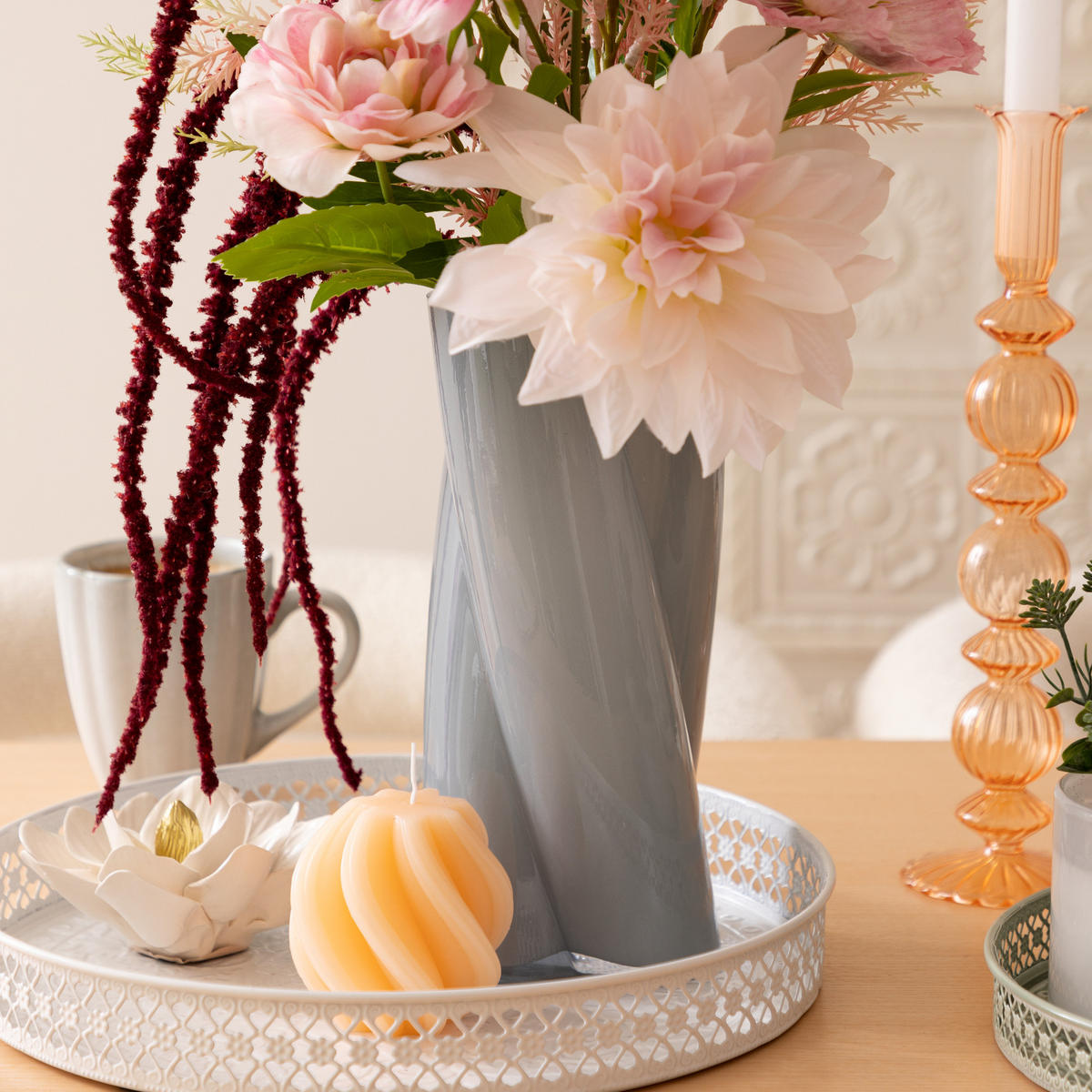 GLASVASE Wild Romance 10,5/10,5/25,5 cm - Grau, Glas (10.5/25.5cm) - Atmosphera Createur d´interieur
