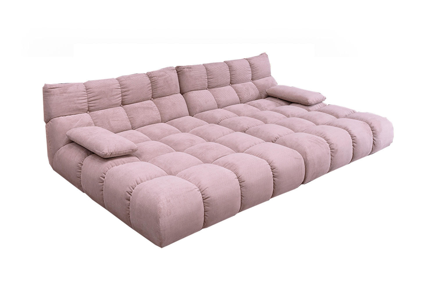 BIG SOFA VIVIEN Pink Cord - Pink/Schwarz, Kunststoff/Textil (296/85/178cm) - KAWOLA