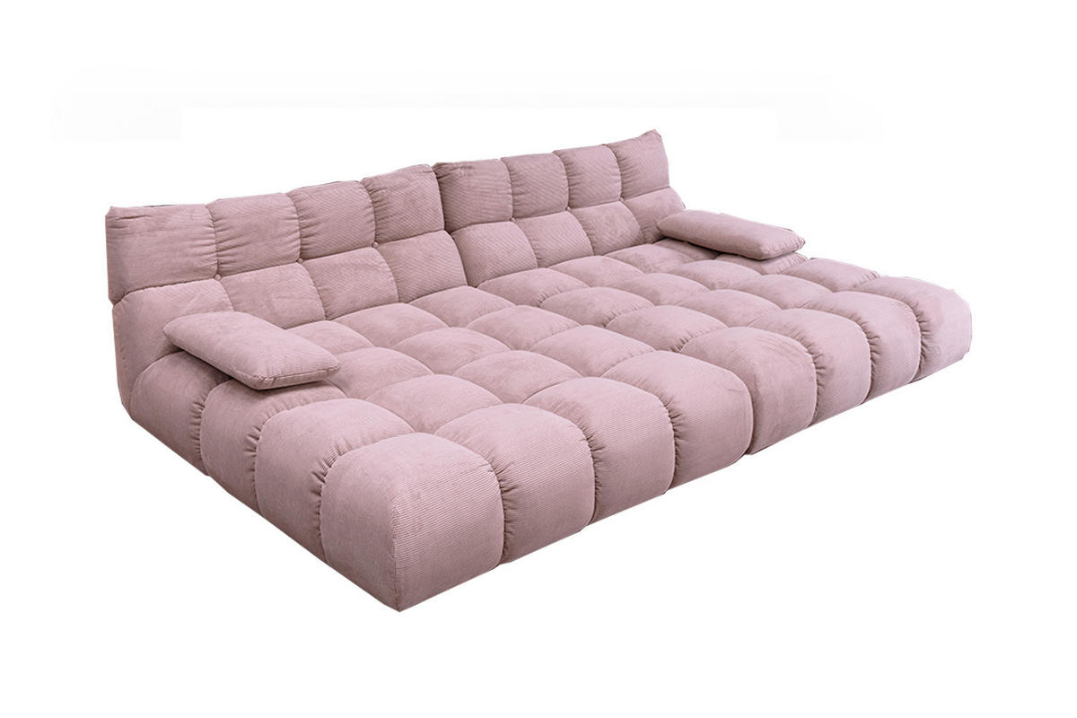 BIG SOFA VIVIEN Pink Cord - Pink/Schwarz, Kunststoff/Textil (296/85/178cm) - KAWOLA