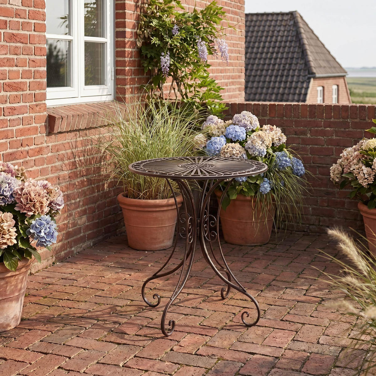 GARTENTISCH rund Ø70 cm Metall Bronze - Bronzefarben, Metall (70/70/73cm) - CLP