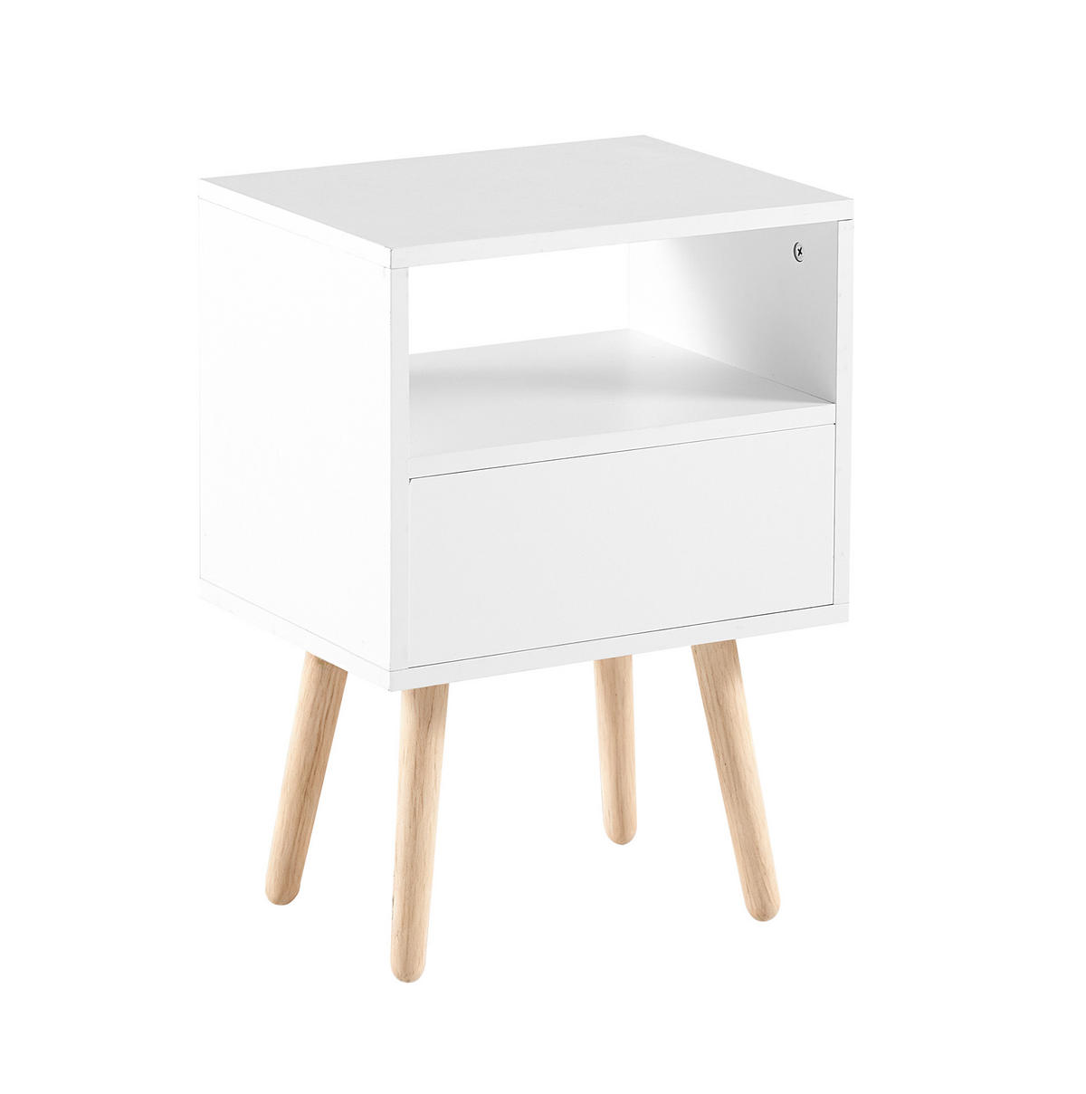 NACHTTISCH 40/55/30 cm Weiß/Natur aus MDF mit Schublade - Hellbraun, Holzwerkstoff (40/55/30cm) - OKMYHOME