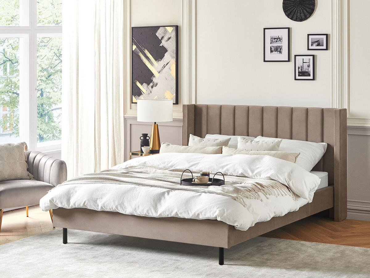 BETT mit Lattenrost 180x200 cm Beige Villette - Taupe, Textil (180/200cm) - Beliani