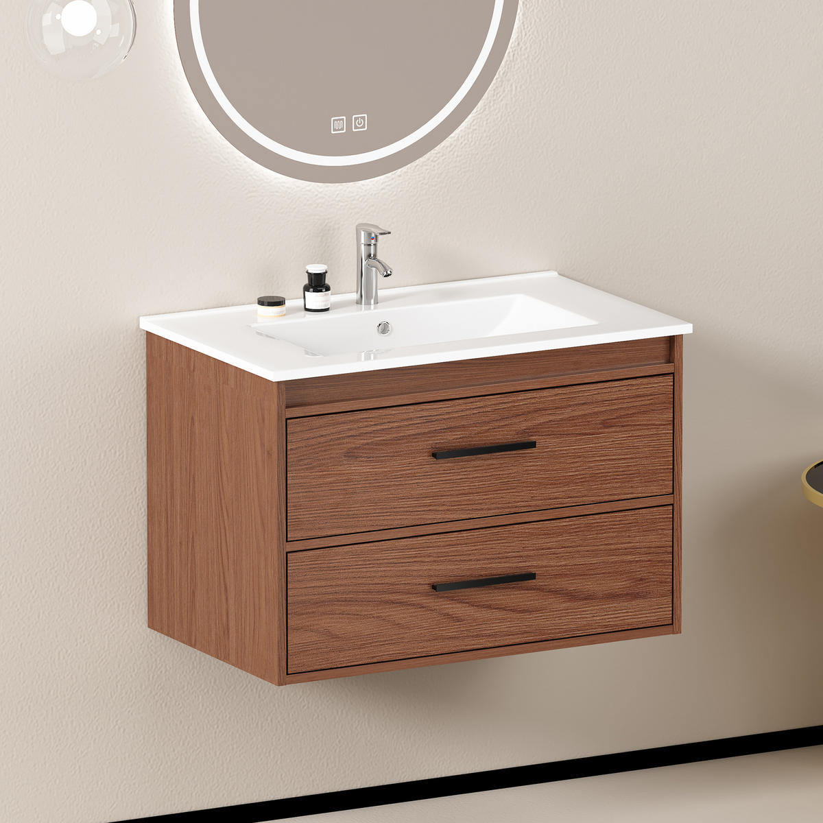 WASCHTISCH Rotbraun 75 cm - Rotbraun, Holz (76/52/46cm) - PANGIVO