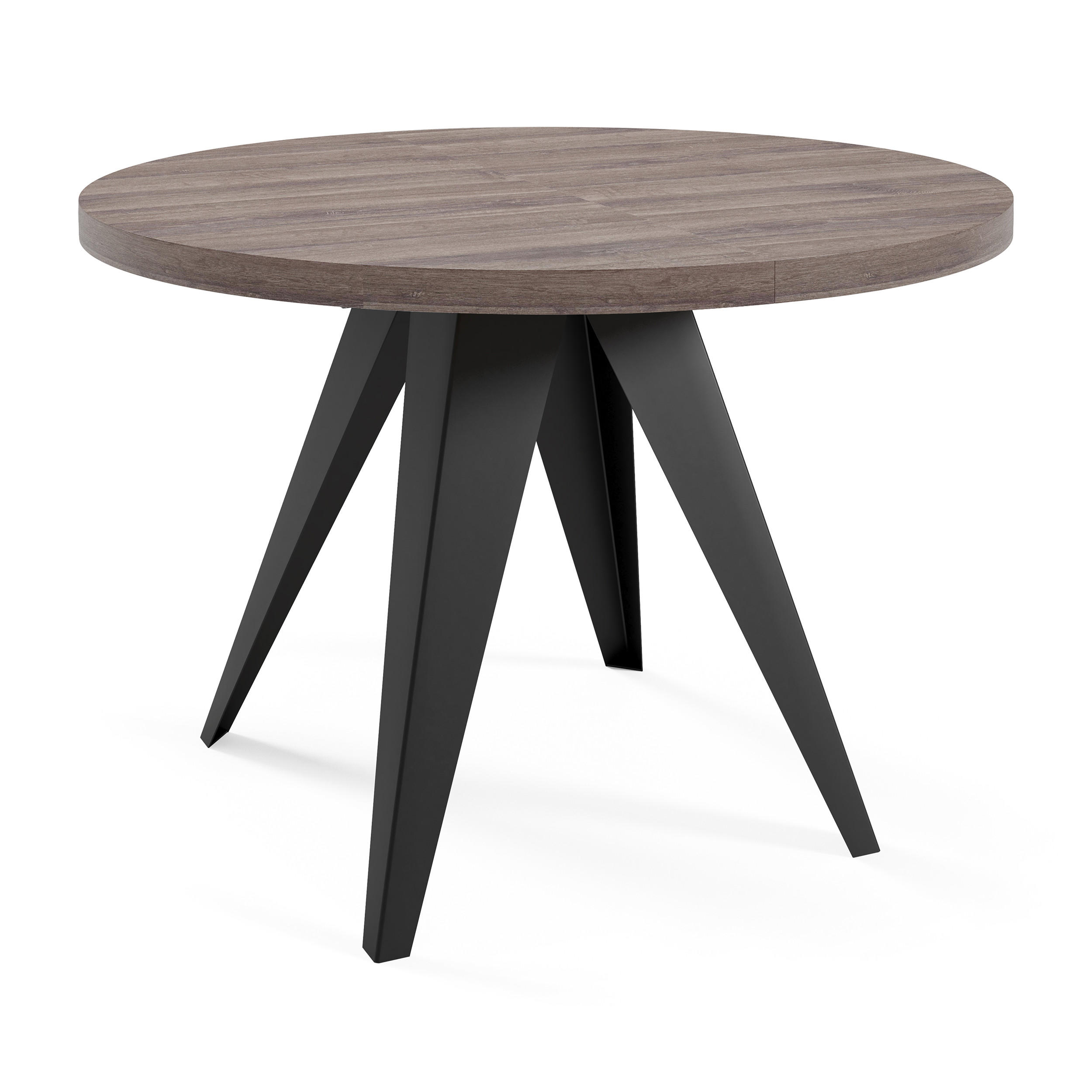 ESSTISCH Alma, Tisch mit Ausziehfunktion, 100 cm, Schwarz+Anthracite Sherman - Eichefarben/Schwarz, Metall (100/100/76cm) - Beautysofa