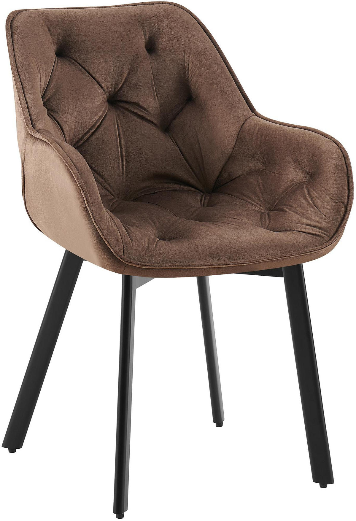 ARMLEHNENSTUHL Samt Braun - Schwarz/Braun, Textil/Metall (57/84/62cm) - CLP