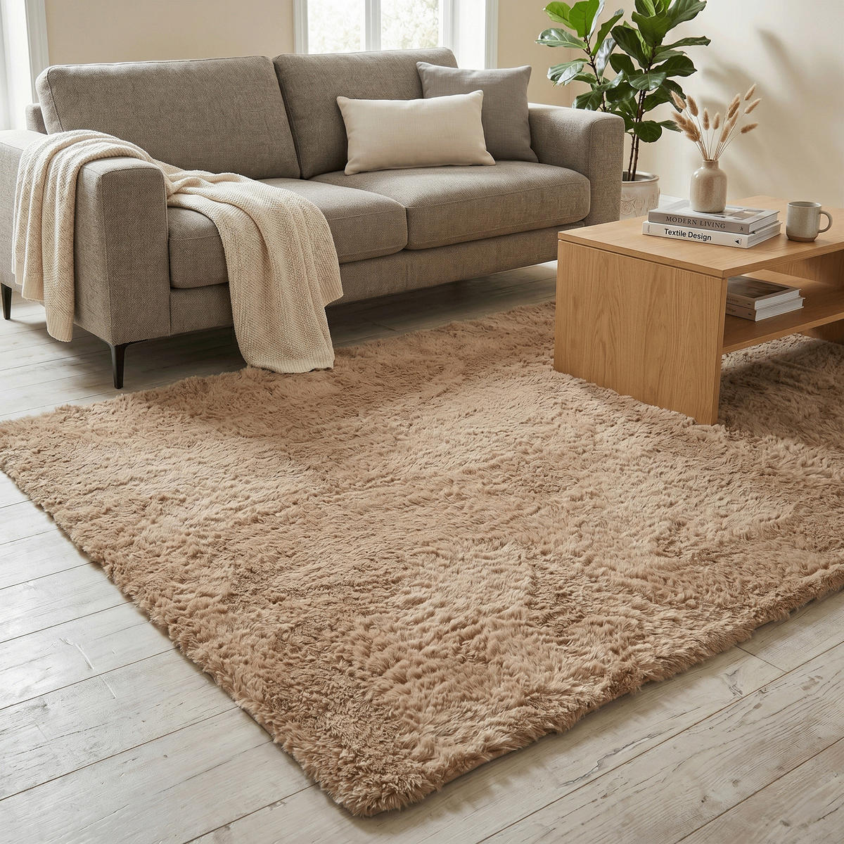 HOCHFLOR SHAGGY TEPPICH FLUFFY - Beige, Textil (80/150cm) - Pergamon