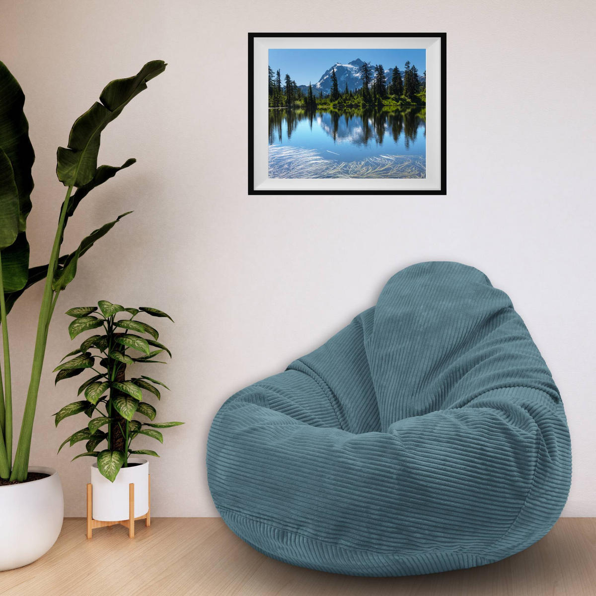 SITZSACK PARADISE MIT FUßSTÜTZE Kordsamt 2-tlg Ocean Depths M - Blau/Dunkelblau, Textil (90/100/90cm) - Dreamroots