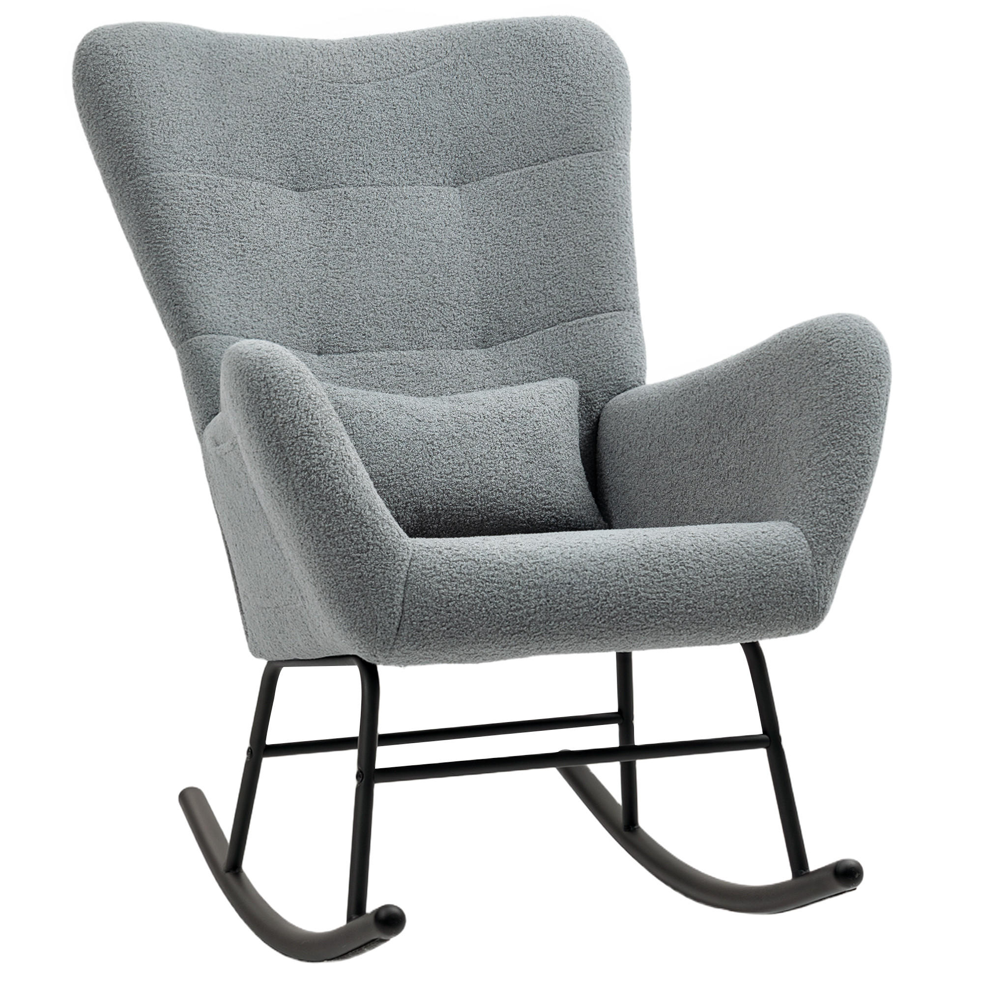 SCHAUKELSTUHL mit Teddystoff-Optik, Grau - Grau, Textil (95/100/67cm) - HOMCOM