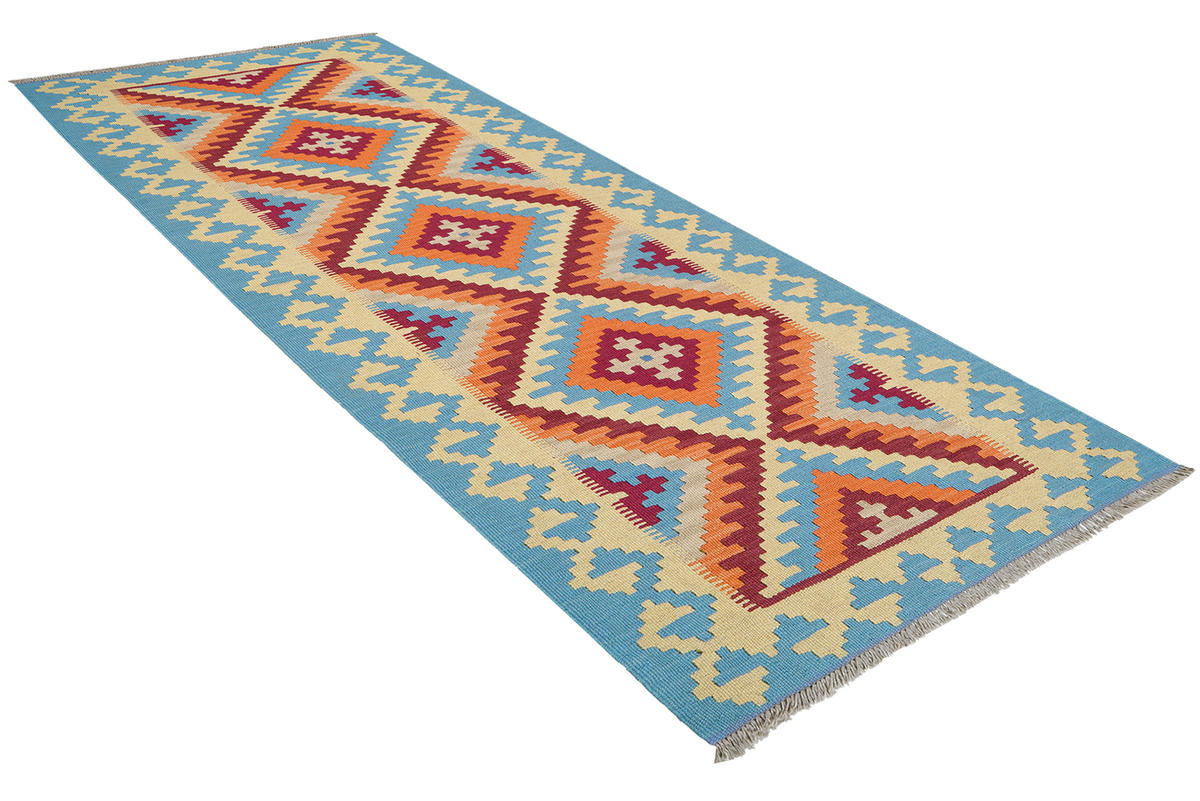 HANDWEBTEPPICH Kelim Gashgai Beige 240/84 cm Schurwolle - Beige, Textil (84/240cm) - Looma