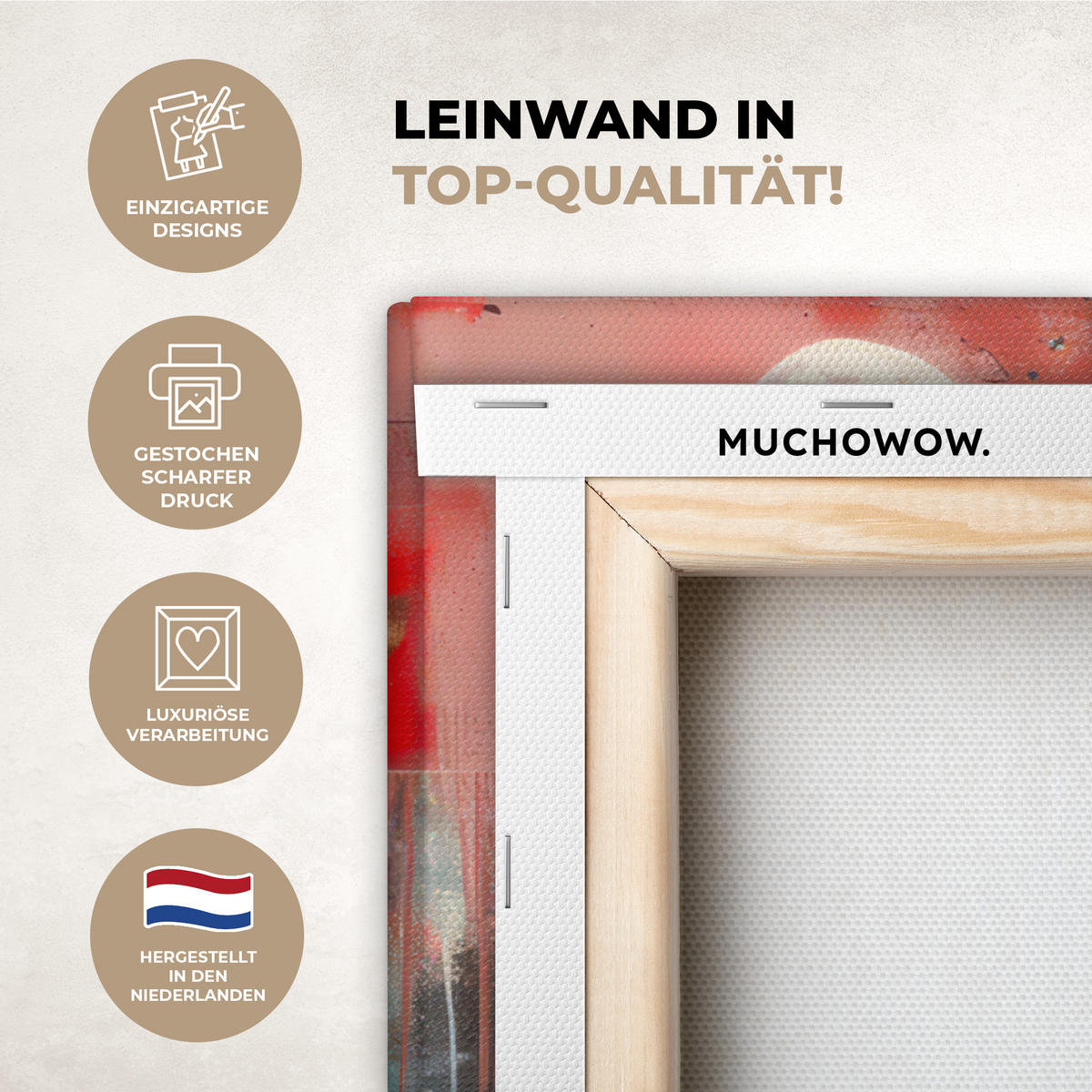 LEINWANDBILD Straßenkunst - Liebe - Graffiti - Kunst - Banksy 50x50 cm - Orange, Textil (50/50cm) - MuchoWow