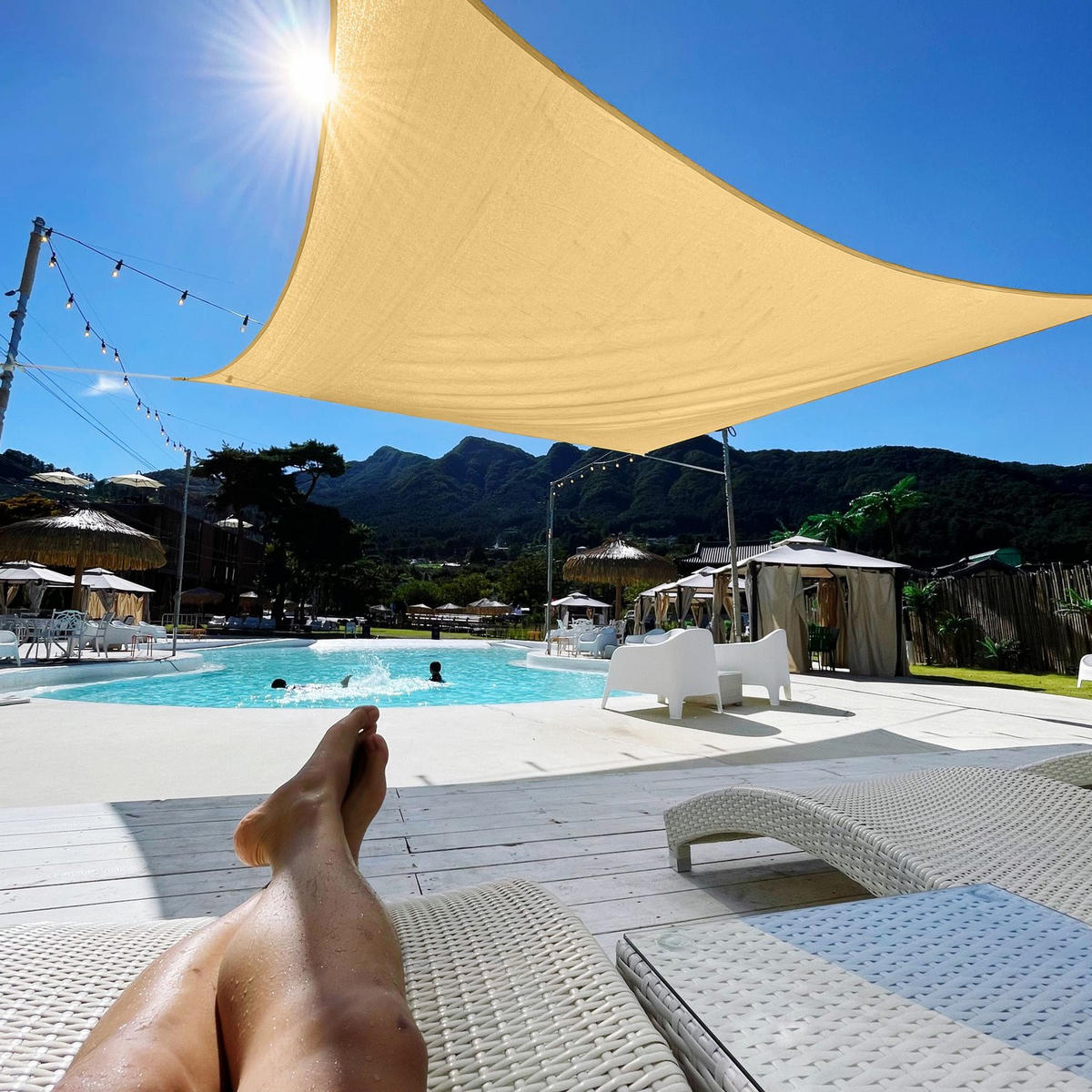 SONNENSEGEL mit UV Schutz, 4x3m - Beige, Textil (400/300cm) - Outtec