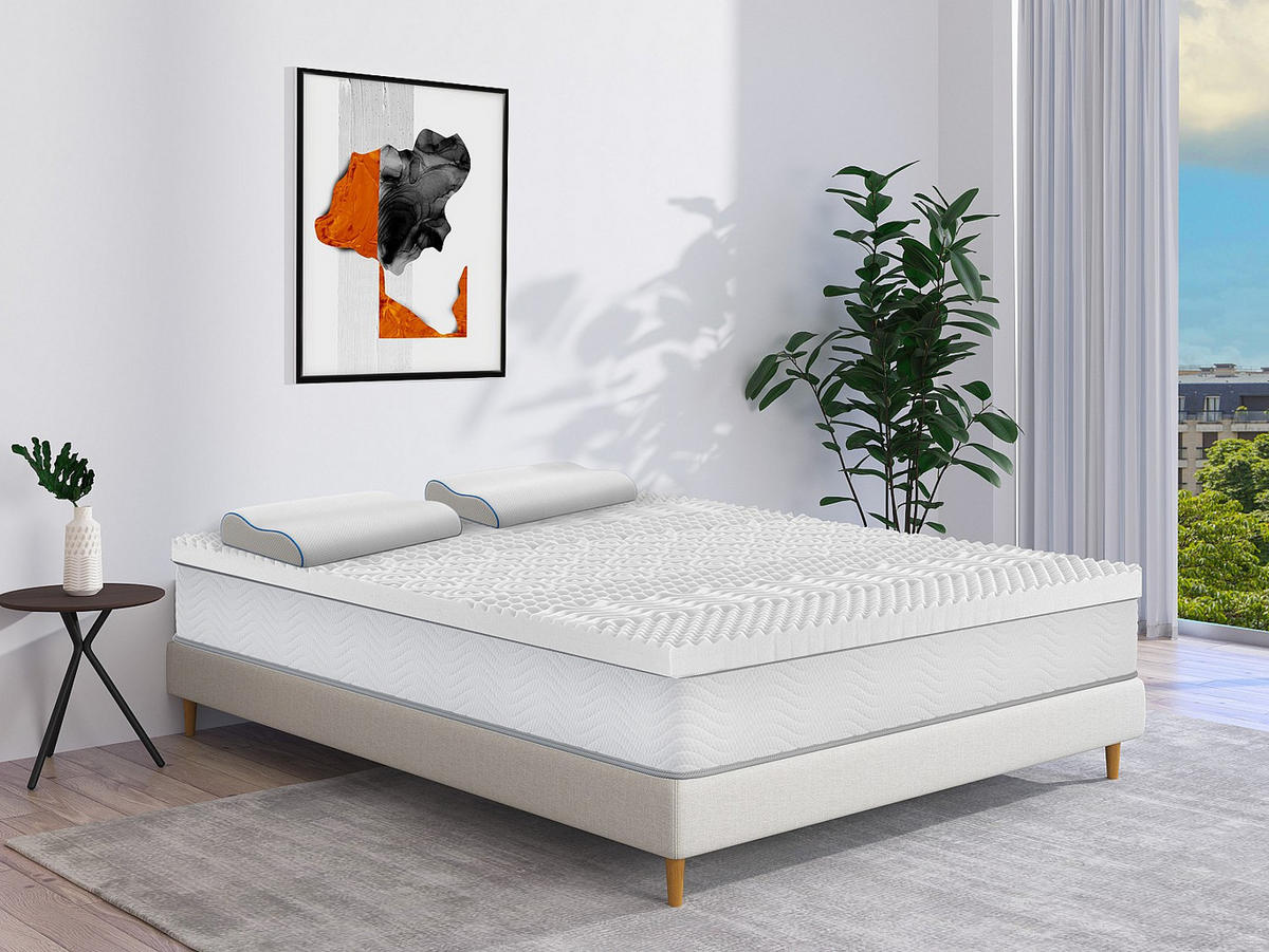 ERGONOMISCHES Kopfkissen fest - Memory Schaum - Mit abnehmbarem Bezug - 38 kg/m³ - 40 x 60 - Weiß - CORVICA - Weiß, Textil (60/40cm) - Vente-Unique