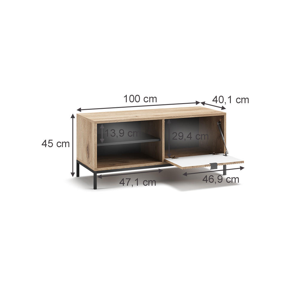 SCHUHSCHRANK Eliza Viking Oak 100 x 45 cm mit Klapptür - Eichefarben, Holzwerkstoff (100/45/40cm) - Vicco
