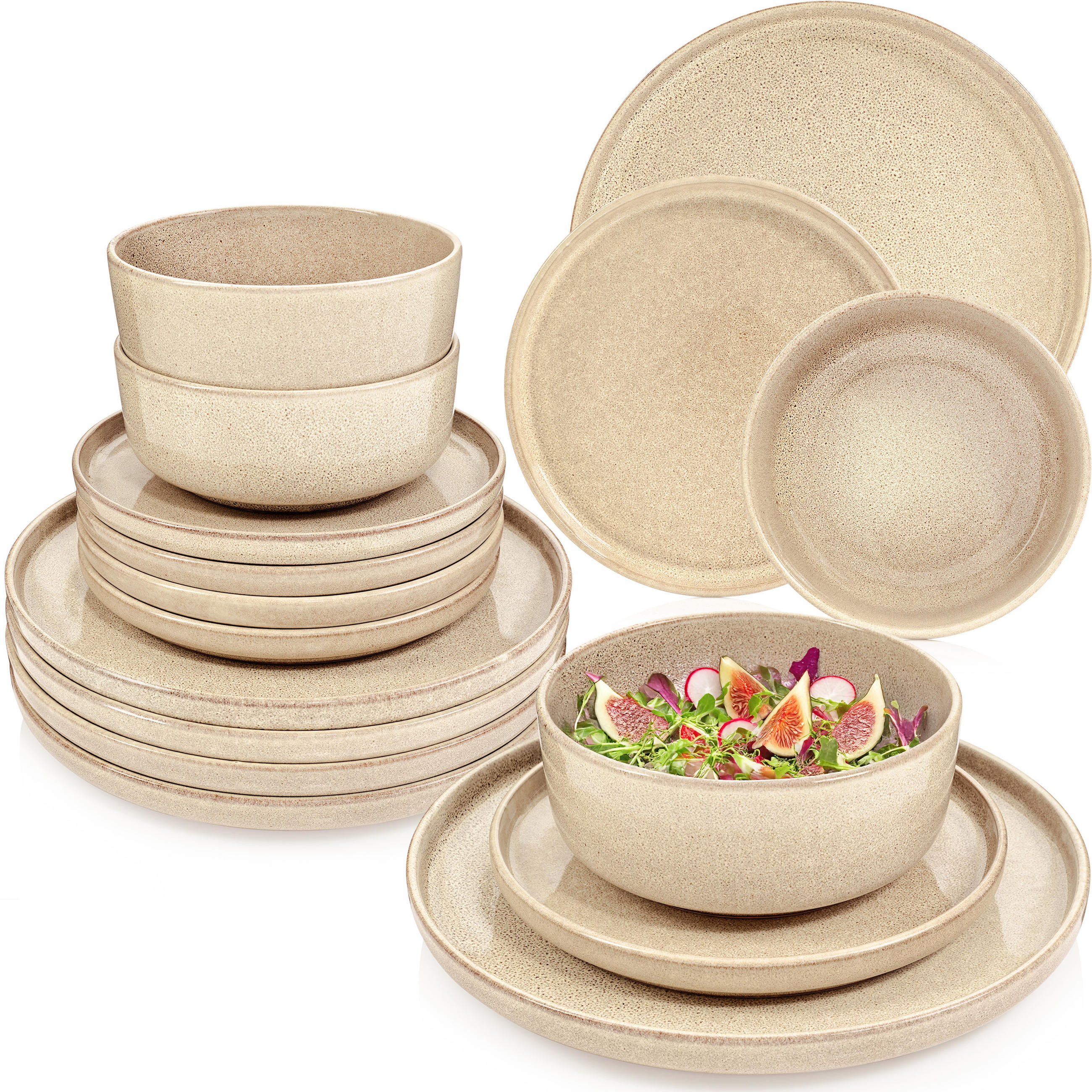 TAFELSERVICE KAIRO MOCHA - 18 teilig aus Steingut - Beige, Keramik (40/50/40cm) - Sänger