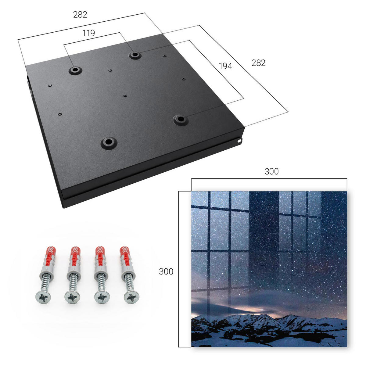 SCHLÜSSELBOX Schwarz 30x30 cm- Türöffnung nach rechts - Bergnacht - Blau, Metall (30/30/5cm) - TULUP