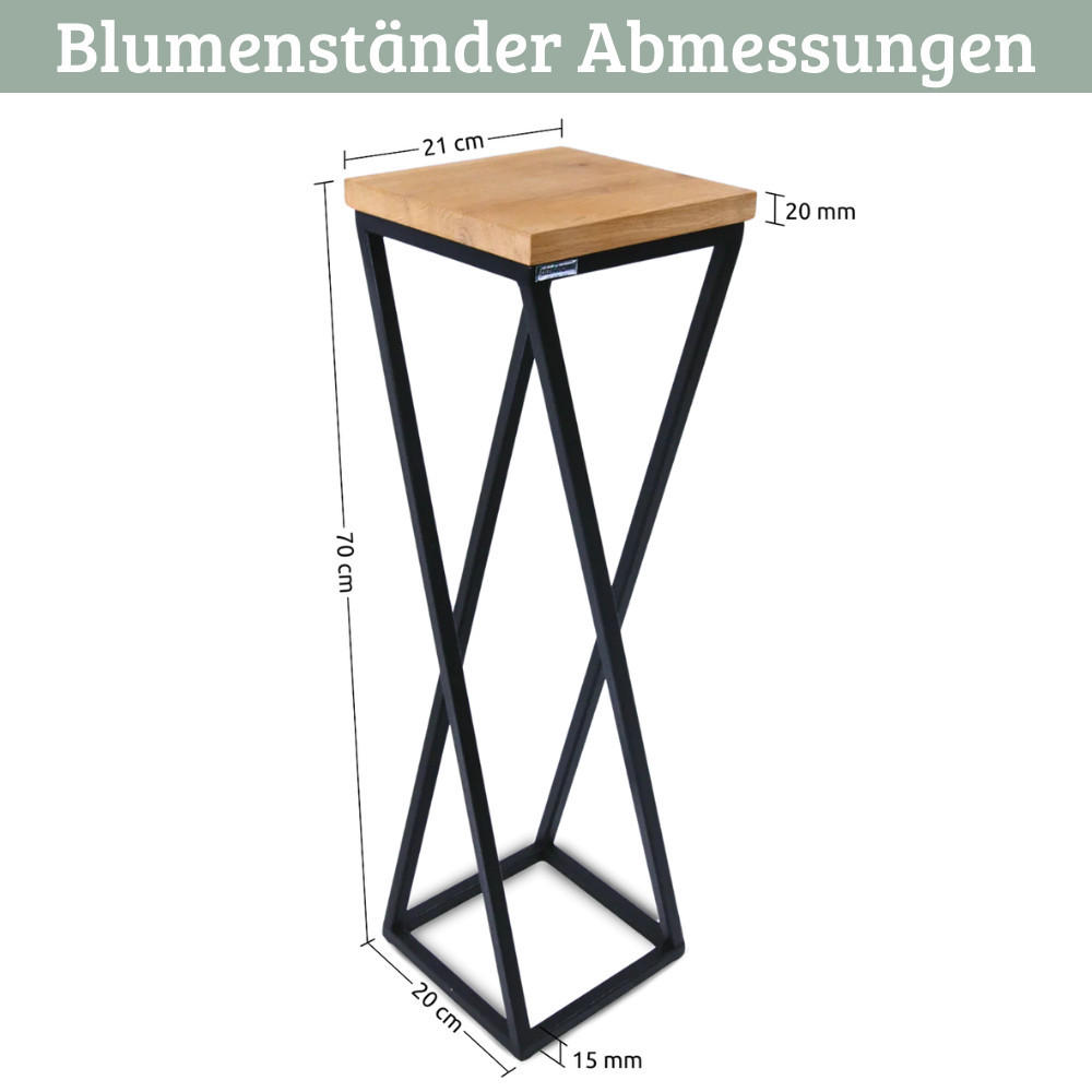 BLUMENSTÄNDER Holz Metallgestell KABRI 70 cm hoch Eichenholz - Braun, Holz (20/70/21cm) - DELUKE