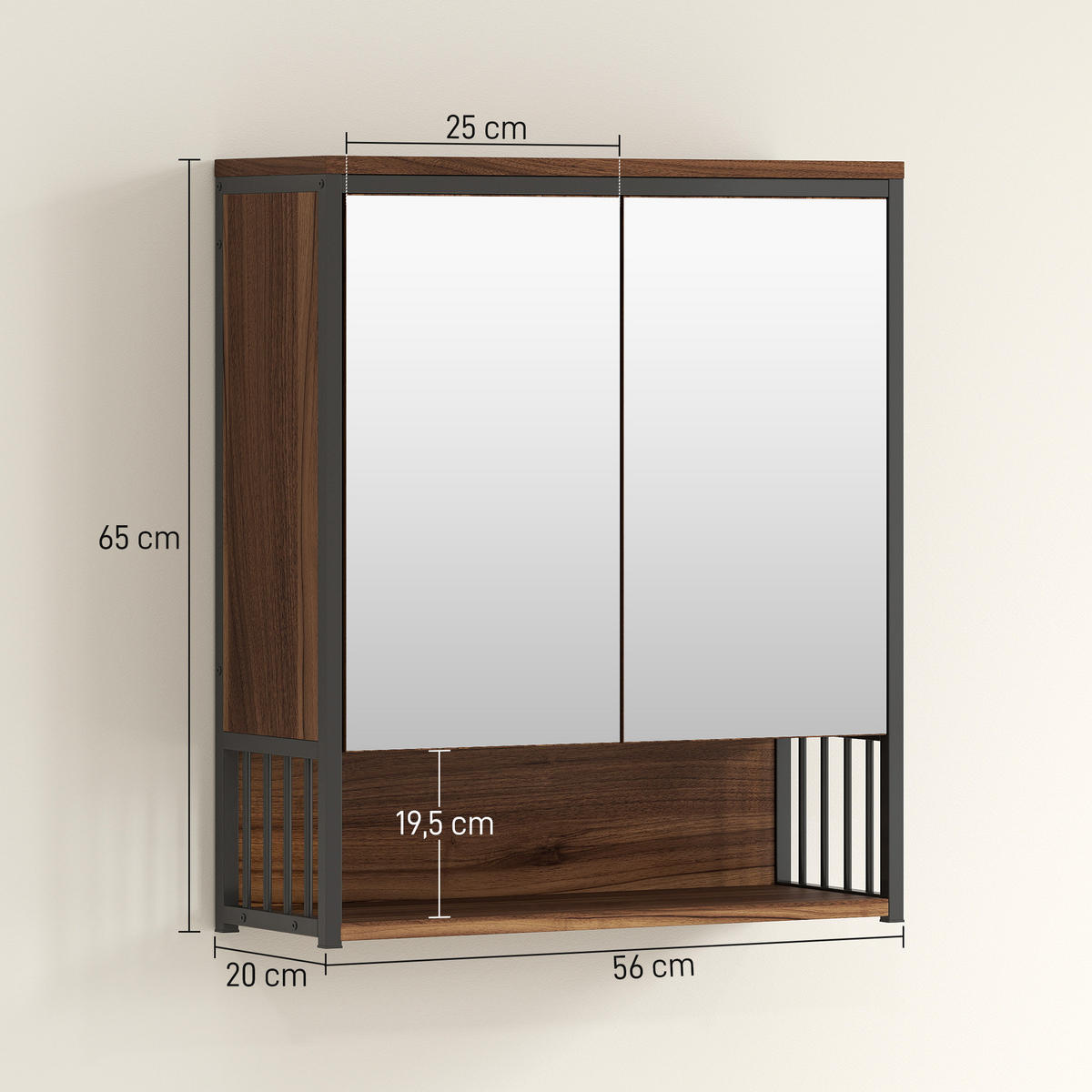 BADEZIMMERSPIEGEL Braun - Braun, Holzwerkstoff (56/65/20cm)