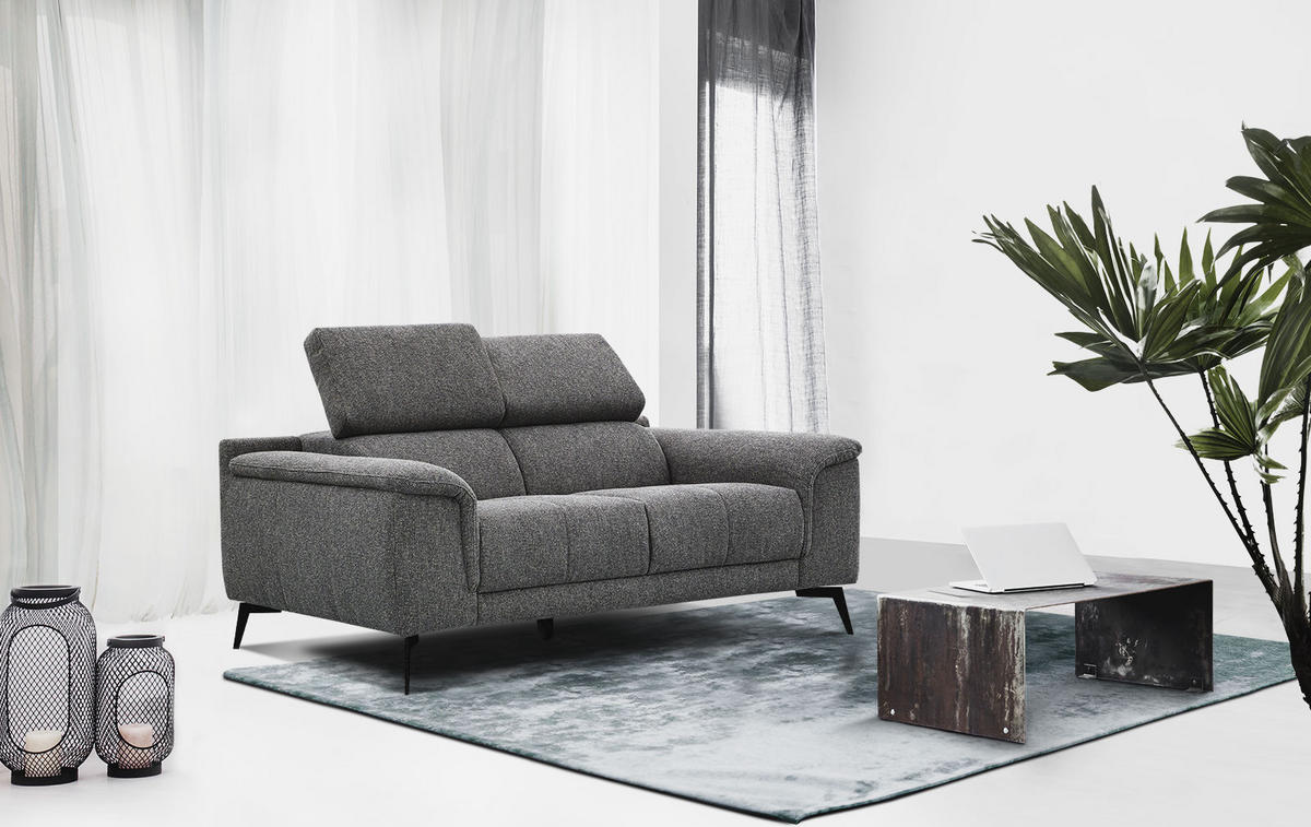 SOFA FIERO 2-Sitzer, dunkelgrau - Dunkelgrau/Schwarz, Holzwerkstoff/Textil (170/82/103cm) - Courtois Laville