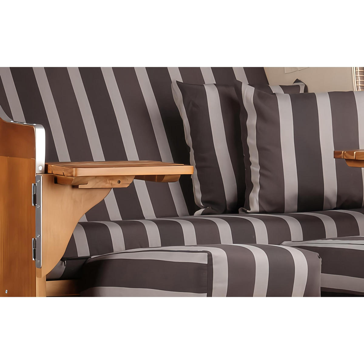 STRANDKORB Schleswig Pinie 2-Sitzer - Braun/Grau, Metall (120/160/80cm) - Mr. Deko