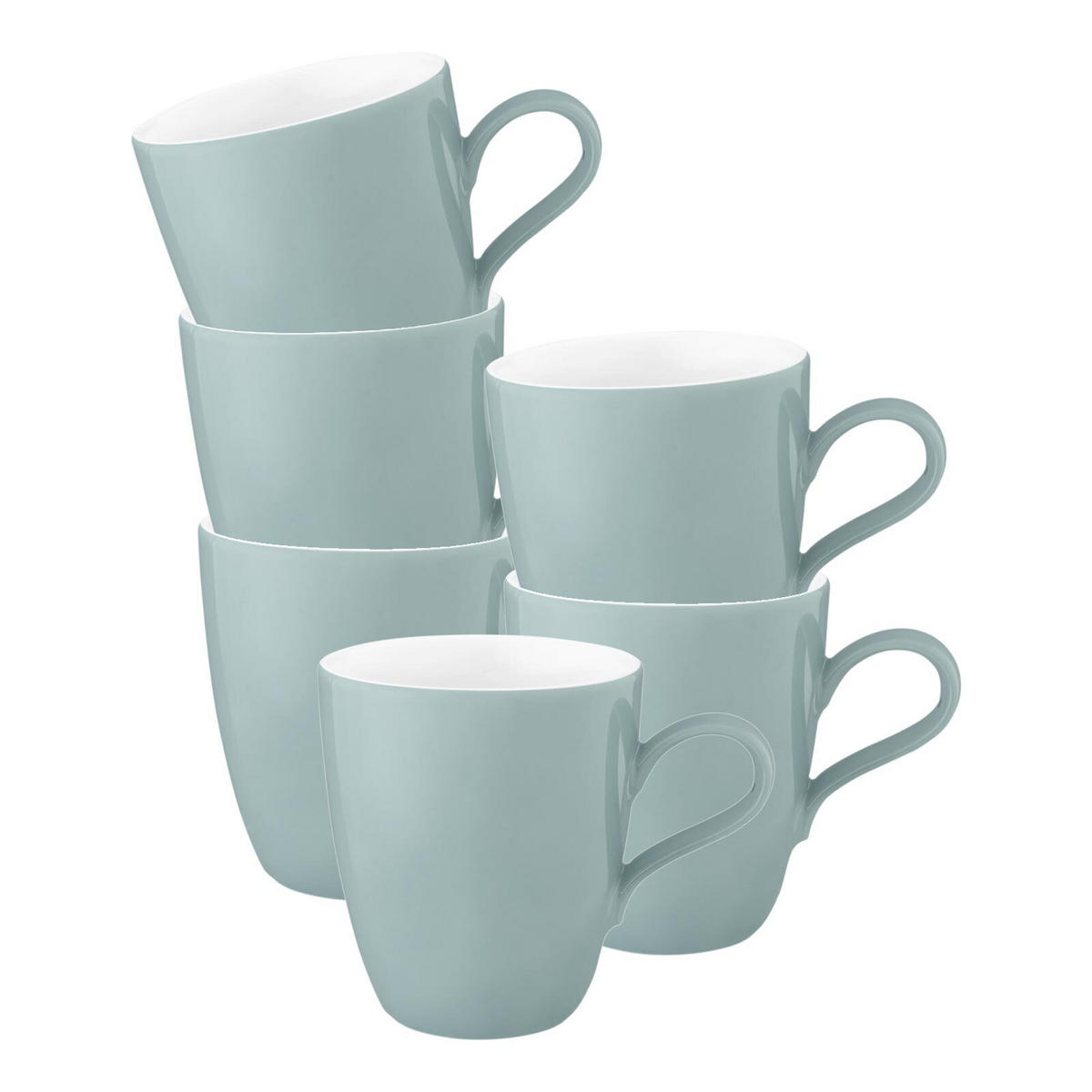 HENKELBECHER Life Fashion Green Chic 400 ml 6er Set - Türkis, Keramik (0.4L) - Seltmann Weiden