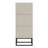 SCHUHSCHRANK Veldio mit 3 Klappen Greige mit schwarzem Metallgestell 50 cm - Taupe/Schwarz, Holzwerkstoff/Metall (50/125/30cm) - Selsey