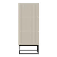SCHUHSCHRANK Veldio mit 3 Klappen Greige mit schwarzem Metallgestell 50 cm - Taupe/Schwarz, Holzwerkstoff/Metall (50/125/30cm) - Selsey