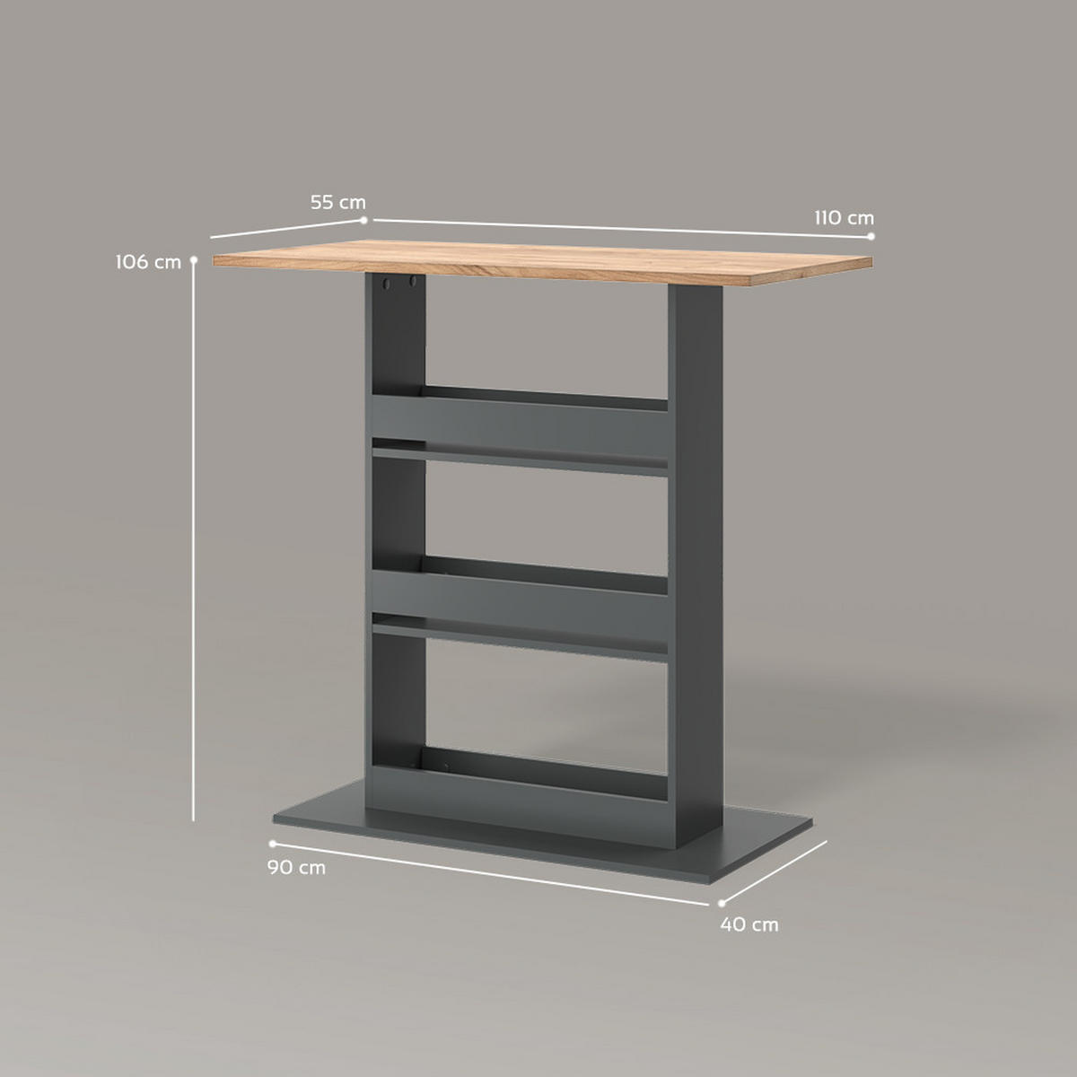 BARTISCH Regusa Goldkraft Eiche/Anthrazit 110 x 55 cm - Honigeiche/Anthrazit, Holzwerkstoff (55/110/106cm) - Livinity®