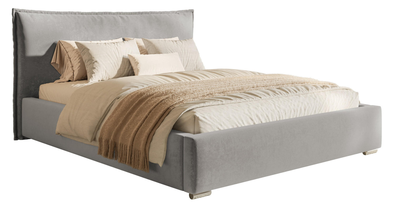 POLSTERBETT 180x200 Zenito mit Kissen-Kopfteil, Bettkasten, Hellgrau - Hellgrau, Holz/Textil (180/200cm) - Emporius