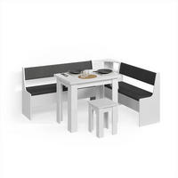 ECKBANKGRUPPE Tiberio Weiß 180 x 150 cm mit Tisch - Weiß, Holzwerkstoff (180/80/150cm) - Livinity®