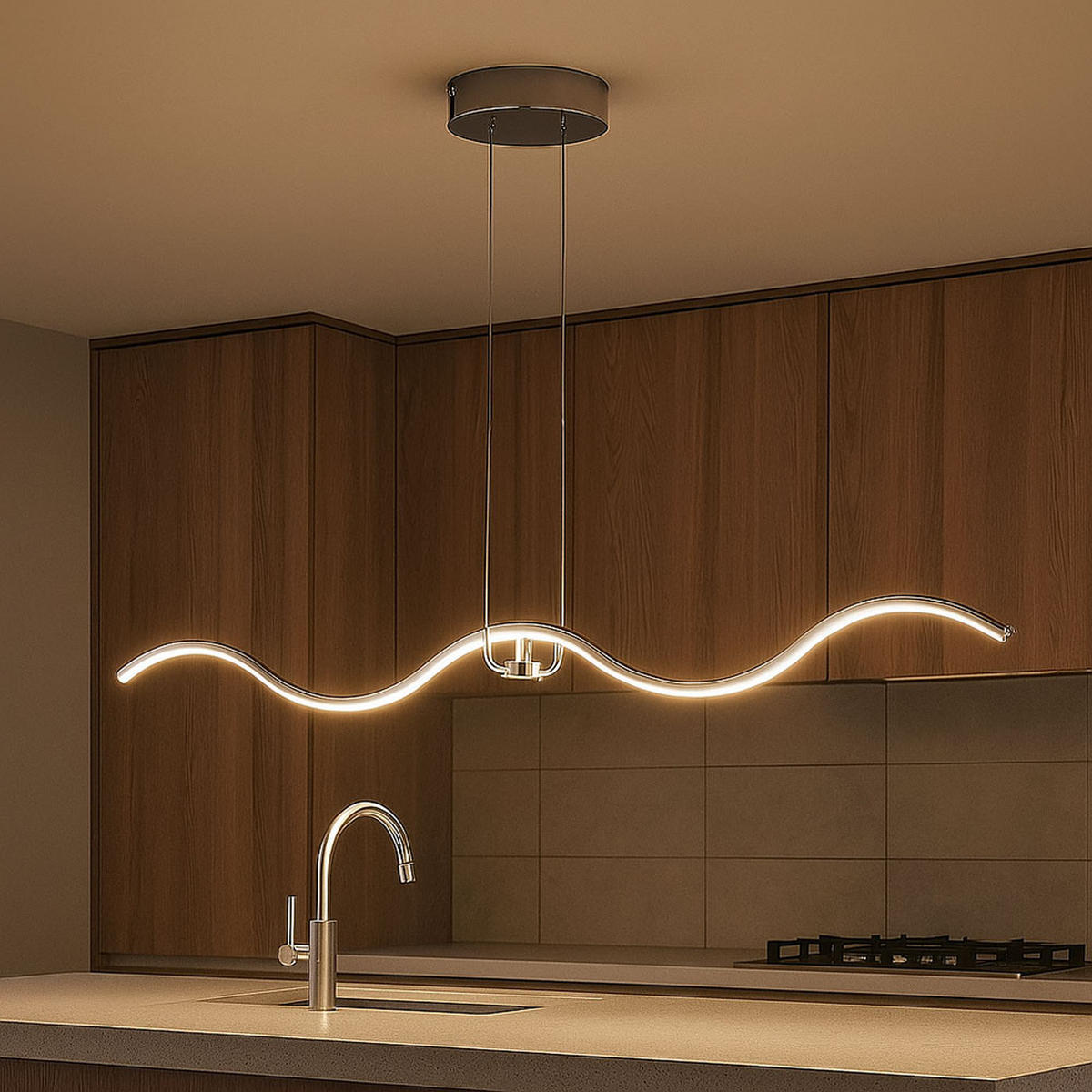 LED HÄNGELEUCHTE Metall Silber - Silberfarben, Metall (111/21/150cm) - Wofi