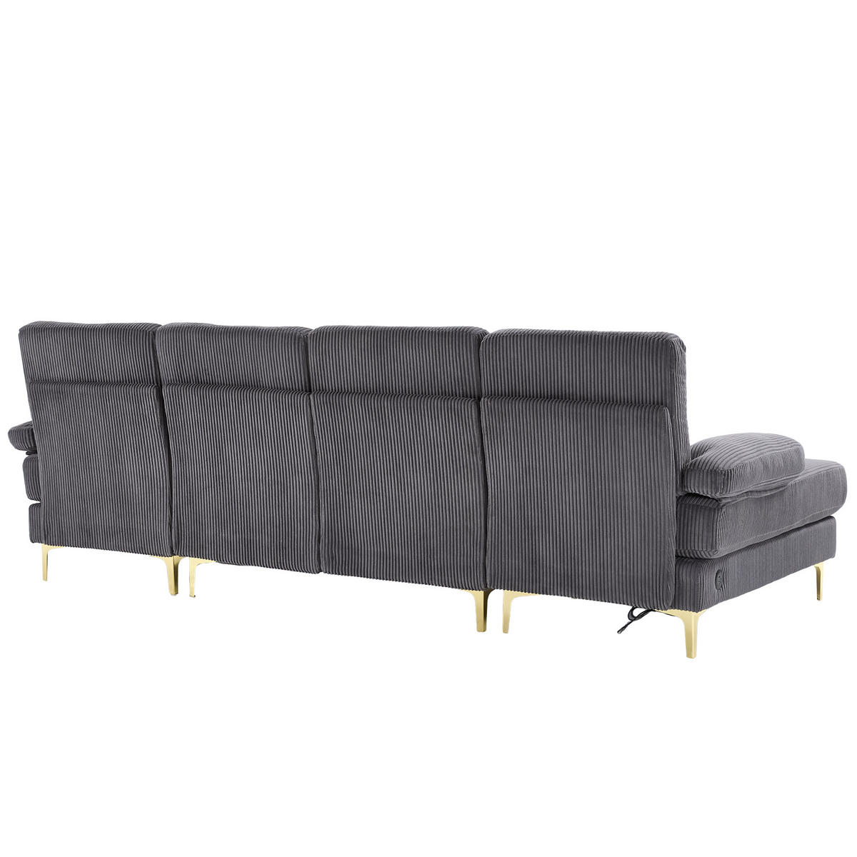 WOHNLANDSCHAFT Samt Grau mit LED und USB - Grau, Holzwerkstoff/Textil (265/88/135cm) - WISHDOR
