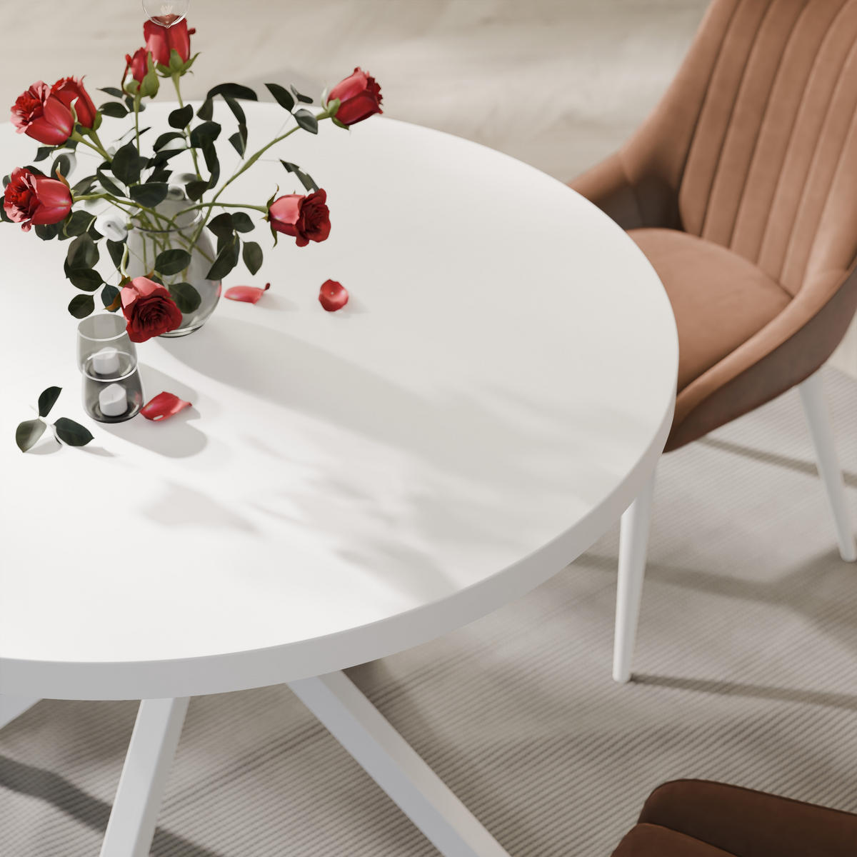 AUSZIEHTISCH MILTON 90-166/76 cm mit Metallgestell, Weiß / Arktisweiß - Weiß, Holzwerkstoff/Metall (90/90/76cm) - Idohome